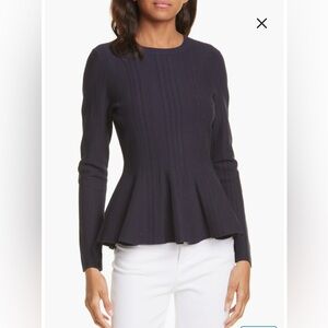 Ted Baker London Womens Beffi Ribbed Peplum Sweater Navy Size 4